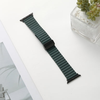 For Apple Watch Series 5 40mm Water Ripple Magnetic Folding Buckle Watch Band, Style: Bold Version(Dark Green) - Watch Bands by buy2fix | Online Shopping UK | buy2fix