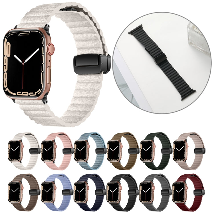 For Apple Watch Series 5 40mm Water Ripple Magnetic Folding Buckle Watch Band, Style: Bold Version(Grey) - Watch Bands by buy2fix | Online Shopping UK | buy2fix