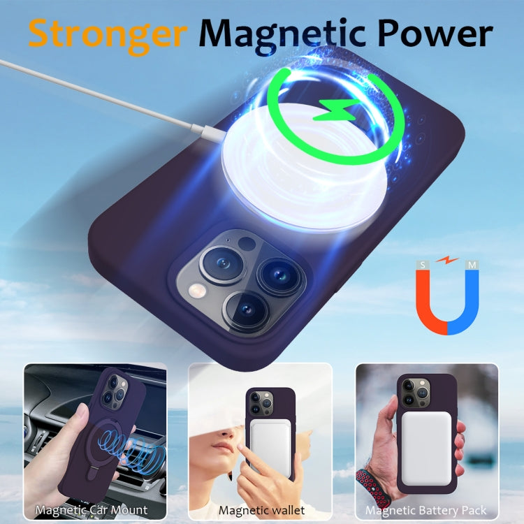 For iPhone 13 Pro MagSafe Magnetic Liquid Silicone Phone Case with Ring Holder(Purple) - iPhone 13 Pro Cases by buy2fix | Online Shopping UK | buy2fix