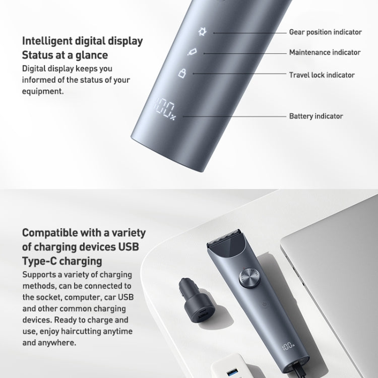 Original Xiaomi Mijia Hair Trimmer Clipper 2 Professional Clippers Titanium Alloy Blade Rechargeable Barber(Grey) - Hair Trimmer by Xiaomi | Online Shopping UK | buy2fix