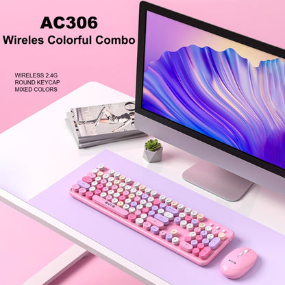 AULA AC306 104 Keys Retro Wireless Keyboard + Mouse Combo Set(Coffee Black) - Wireless Keyboard by AULA | Online Shopping UK | buy2fix