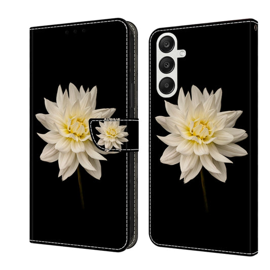 For Samsung Galaxy A55 5G Crystal 3D Shockproof Protective Leather Phone Case(White Flower) - Galaxy Phone Cases by buy2fix | Online Shopping UK | buy2fix