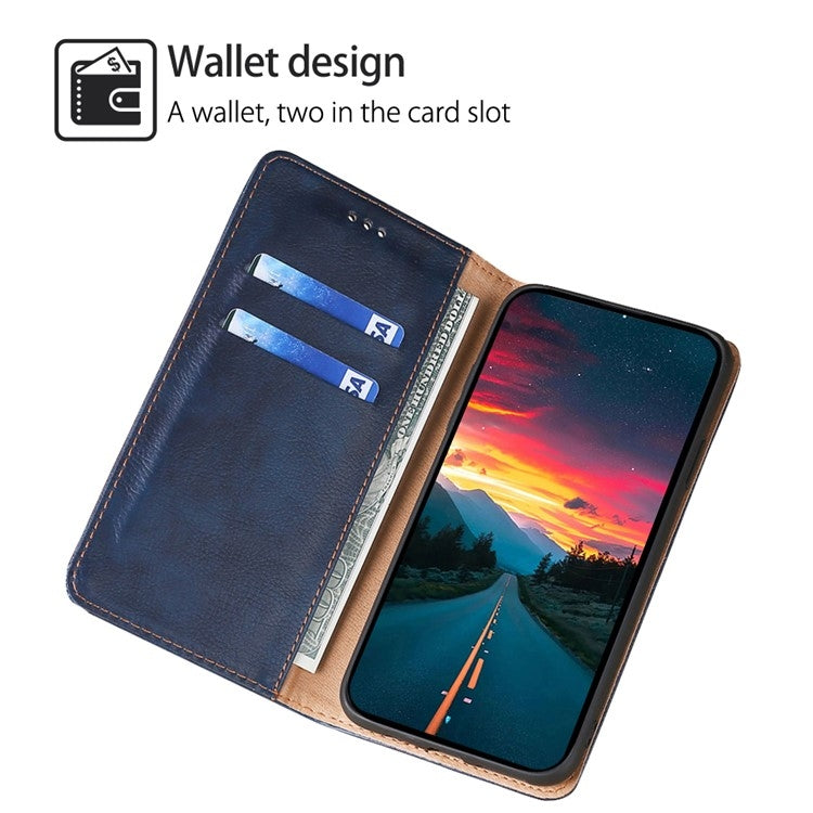 For Xiaomi Redmi 13C 4G Gloss Oil Solid Color Magnetic Leather Phone Case(Blue) - 13C Cases by buy2fix | Online Shopping UK | buy2fix