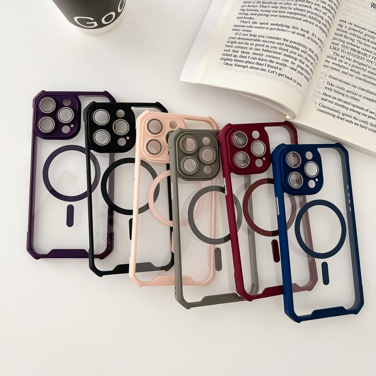 For iPhone 14 Plus Colorful Two-Color Lens Film MagSafe Magnetic Horn Acrylic+TPU Case(Purple) - iPhone 14 Plus Cases by buy2fix | Online Shopping UK | buy2fix