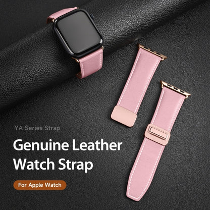 For Apple Watch Series 9 41mm DUX DUCIS YA Series Magnetic Buckle Genuine Leather Watch Band(Pink) - Watch Bands by DUX DUCIS | Online Shopping UK | buy2fix