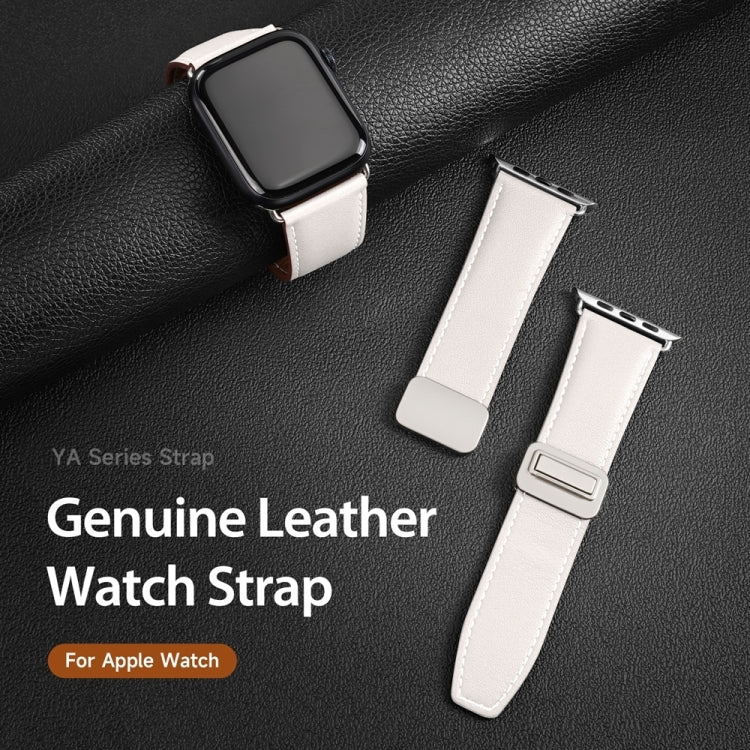 For Apple Watch Series 9 41mm DUX DUCIS YA Series Magnetic Buckle Genuine Leather Watch Band(White) - Watch Bands by DUX DUCIS | Online Shopping UK | buy2fix