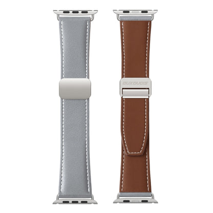 For Apple Watch SE 2022 44mm DUX DUCIS YA Series Magnetic Buckle Genuine Leather Watch Band(Grey) - Watch Bands by DUX DUCIS | Online Shopping UK | buy2fix