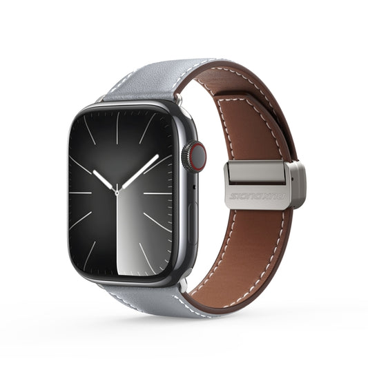 For Apple Watch Series 5 44mm DUX DUCIS YA Series Magnetic Buckle Genuine Leather Watch Band(Grey) - Watch Bands by DUX DUCIS | Online Shopping UK | buy2fix