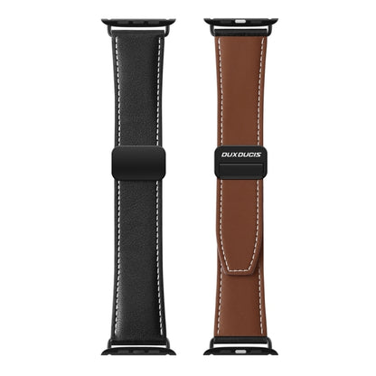 For Apple Watch Series 3 42mm DUX DUCIS YA Series Magnetic Buckle Genuine Leather Watch Band(Black) - Watch Bands by DUX DUCIS | Online Shopping UK | buy2fix