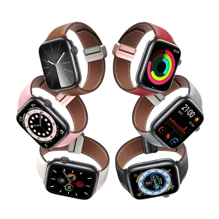 For Apple Watch 42mm DUX DUCIS YA Series Magnetic Buckle Genuine Leather Watch Band(Pink) - Watch Bands by DUX DUCIS | Online Shopping UK | buy2fix