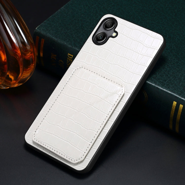 For Samsung Galaxy A13 5G Denior Imitation Crocodile Leather Back Phone Case with Holder(White) - Galaxy Phone Cases by Denior | Online Shopping UK | buy2fix