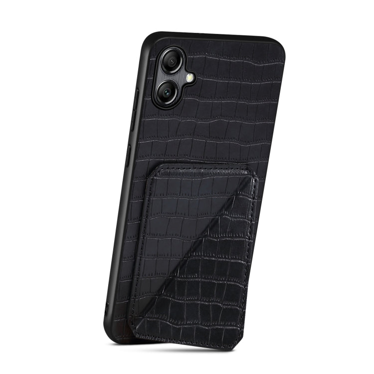 For Samsung Galaxy A14 4G/5G Denior Imitation Crocodile Leather Back Phone Case with Holder(Black) - Galaxy Phone Cases by Denior | Online Shopping UK | buy2fix