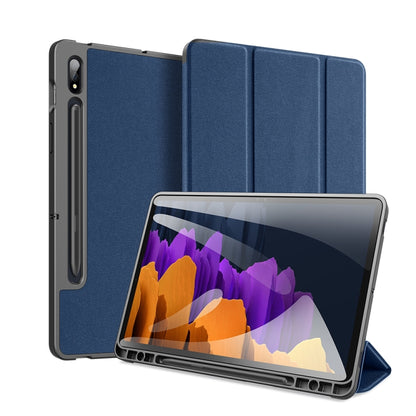 For Samsung Galaxy Tab S7+ 12.4 inch DUX DUCIS Domo Series Horizontal Flip Magnetic PU Leather Case with Three-folding Holder & Sleep / Wake-up Function & Pen Slot(Blue) - Other Galaxy Tab PC by DUX DUCIS | Online Shopping UK | buy2fix