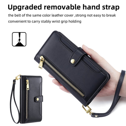 For TCL 50 SE 4G Lite Sheep Texture Cross-body Zipper Wallet Leather Phone Case(Black) - More Brand by buy2fix | Online Shopping UK | buy2fix