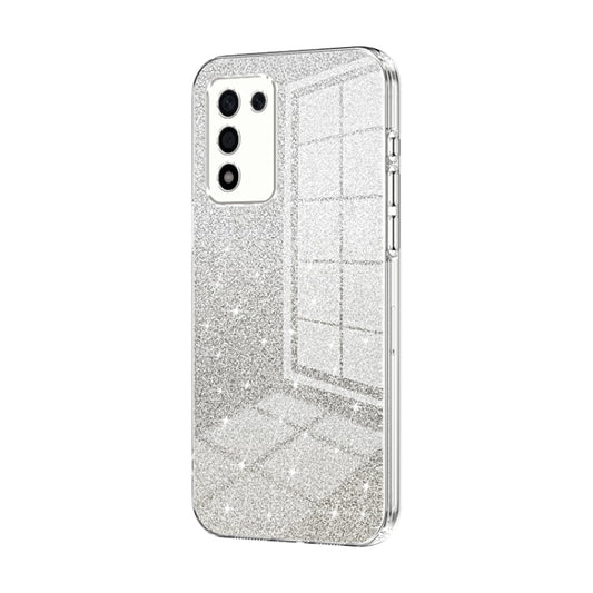 For OPPO K9s / K10 Energy Gradient Glitter Powder Electroplated Phone Case(Transparent) - OPPO Cases by buy2fix | Online Shopping UK | buy2fix