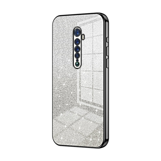 For OPPO Reno2 Gradient Glitter Powder Electroplated Phone Case(Black) - OPPO Cases by buy2fix | Online Shopping UK | buy2fix