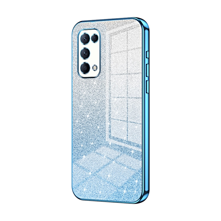 For OPPO Reno5 4G/5G / Reno5 K Gradient Glitter Powder Electroplated Phone Case(Blue) - OPPO Cases by buy2fix | Online Shopping UK | buy2fix