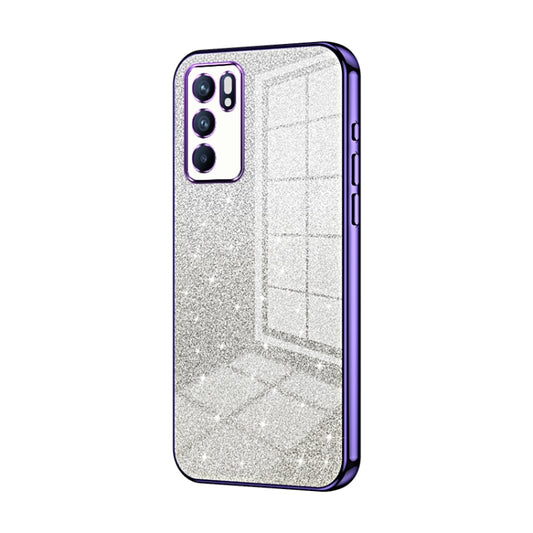 For OPPO Reno6 Indian / Malay Gradient Glitter Powder Electroplated Phone Case(Purple) - OPPO Cases by buy2fix | Online Shopping UK | buy2fix