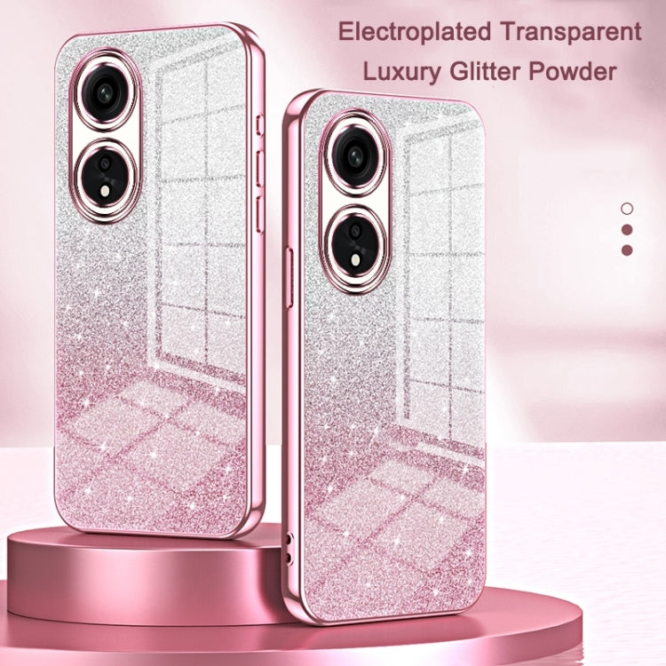 For OPPO Reno11 Global Gradient Glitter Powder Electroplated Phone Case(Pink) - Reno11 Cases by buy2fix | Online Shopping UK | buy2fix