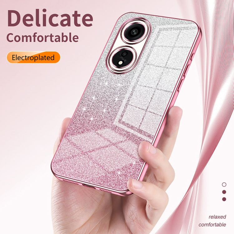 For OPPO Reno5 Pro+ Gradient Glitter Powder Electroplated Phone Case(Transparent) - OPPO Cases by buy2fix | Online Shopping UK | buy2fix
