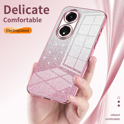 For OPPO Reno8 Pro+ Gradient Glitter Powder Electroplated Phone Case(Transparent) - OPPO Cases by buy2fix | Online Shopping UK | buy2fix
