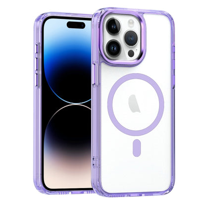 For iPhone 14 Pro MagSafe Magnetic Clear Phone Case(Purple) - iPhone 14 Pro Cases by buy2fix | Online Shopping UK | buy2fix