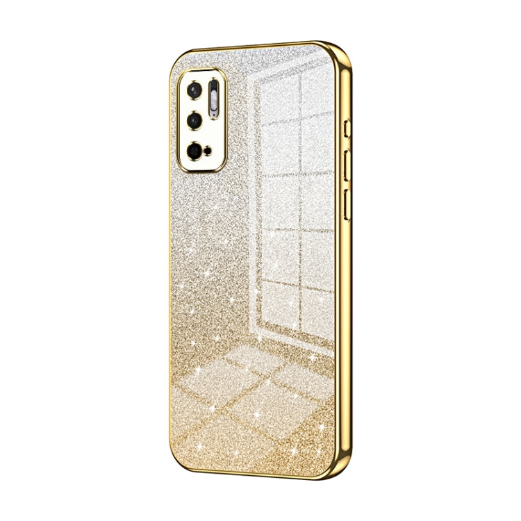 For Xiaomi Redmi Note 10 5G / Note 10T 5G Gradient Glitter Powder Electroplated Phone Case(Gold) - Xiaomi Cases by buy2fix | Online Shopping UK | buy2fix