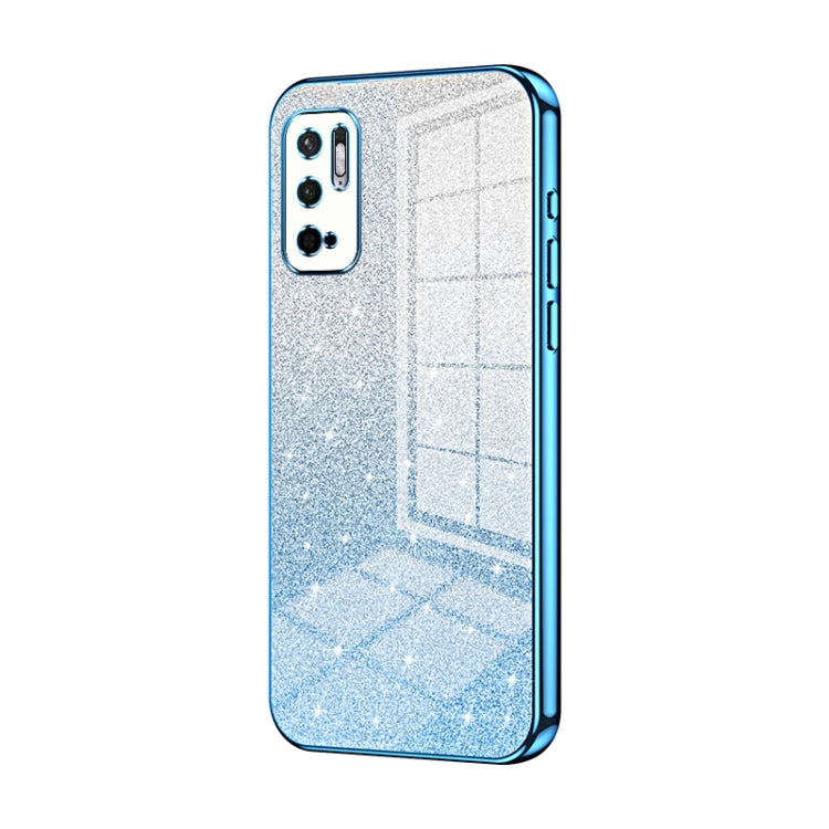 For Xiaomi Redmi Note 10 5G / Note 10T 5G Gradient Glitter Powder Electroplated Phone Case(Blue) - Xiaomi Cases by buy2fix | Online Shopping UK | buy2fix