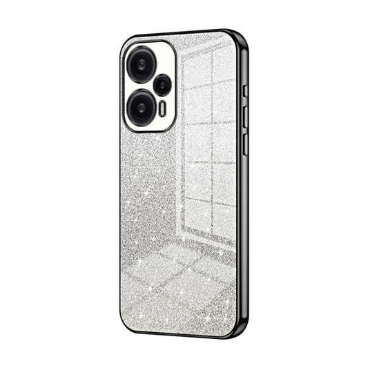 For Xiaomi Redmi Note 12 Turbo/Poco F5 Gradient Glitter Powder Electroplated Phone Case(Black) - Xiaomi Cases by buy2fix | Online Shopping UK | buy2fix