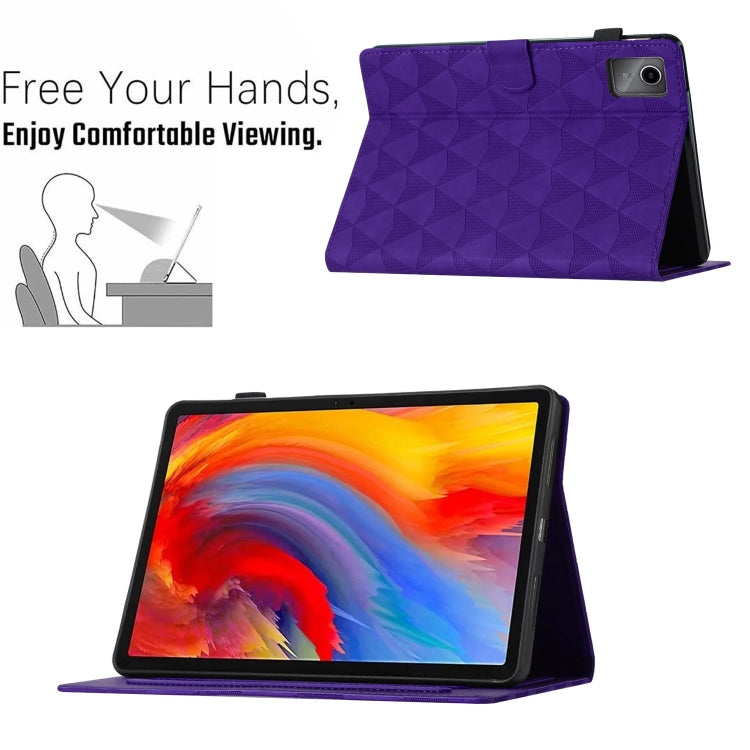 For Lenovo Tab M11/Xiaoxin Pad 11 2024 Diamond Texture Embossed Leather Smart Tablet Case(Purple) - Lenovo by buy2fix | Online Shopping UK | buy2fix