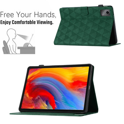 For Lenovo Tab M11/Xiaoxin Pad 11 2024 Diamond Texture Embossed Leather Smart Tablet Case(Green) - Lenovo by buy2fix | Online Shopping UK | buy2fix