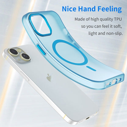 For iPhone 14 MagSafe Frosted Translucent TPU + PC Full Coverage Phone Case(Blue) - iPhone 14 Cases by buy2fix | Online Shopping UK | buy2fix