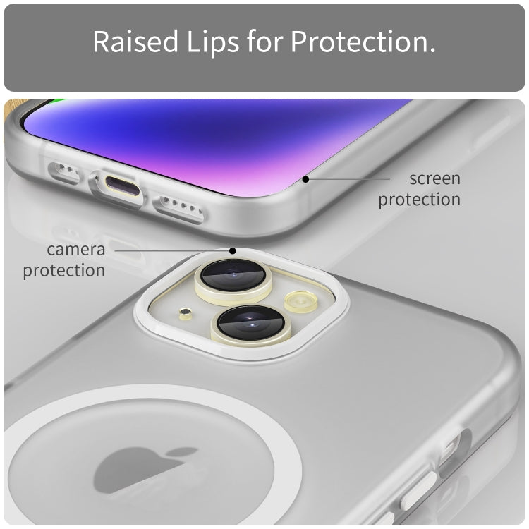 For iPhone 16 MagSafe Frosted Translucent TPU + PC Full Coverage Phone Case(White) - iPhone 16 Cases by buy2fix | Online Shopping UK | buy2fix