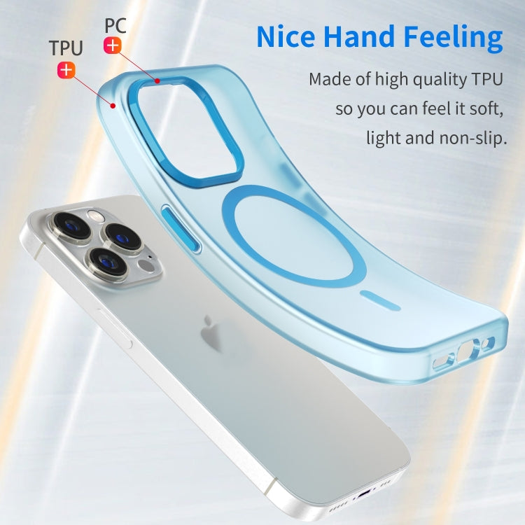 For iPhone 16 Pro MagSafe Frosted Translucent TPU + PC Full Coverage Phone Case(Blue) - iPhone 16 Pro Cases by buy2fix | Online Shopping UK | buy2fix