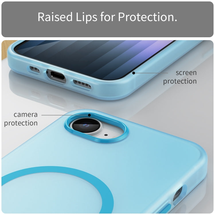 For iPhone 16e MagSafe Frosted Translucent TPU + PC Full Coverage Phone Case(Blue) - iPhone 16e Cases by buy2fix | Online Shopping UK | buy2fix