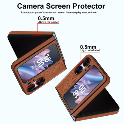 For OPPO Find N2 Flip V-shaped Folding Phone Case(Brown) - Find N2 Flip Cases by buy2fix | Online Shopping UK | buy2fix