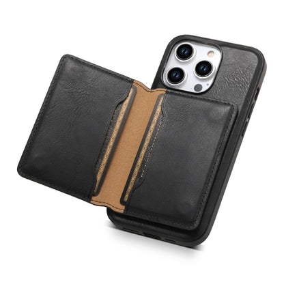 For iPhone 12 Pro Max Denior Cowhide Texture Leather MagSafe Detachable Wallet Phone Case(Black) - iPhone 12 Pro Max Cases by Denior | Online Shopping UK | buy2fix