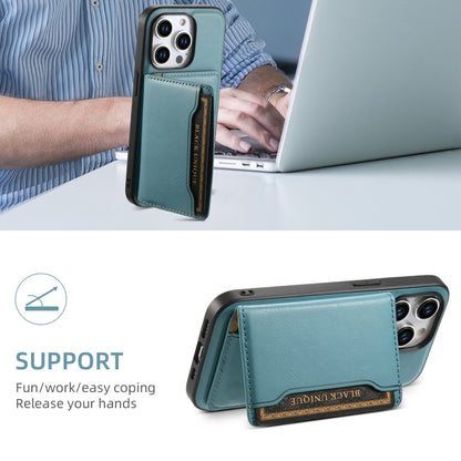 For iPhone 12 Pro Denior Cowhide Texture Leather MagSafe Detachable Wallet Phone Case(Blue) - iPhone 12 / 12 Pro Cases by Denior | Online Shopping UK | buy2fix