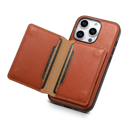 For iPhone 12 Pro Denior Cowhide Texture Leather MagSafe Detachable Wallet Phone Case(Brown) - iPhone 12 / 12 Pro Cases by Denior | Online Shopping UK | buy2fix