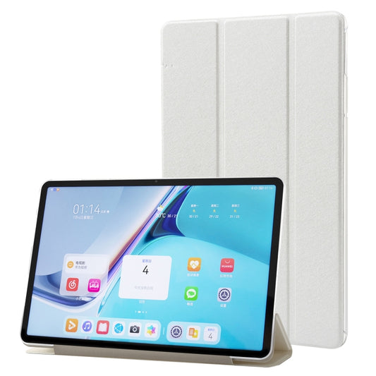 For Huawei MatePad Pro 11 2024 Silk Texture 3-Fold Leather Tablet Case(White) - Huawei by buy2fix | Online Shopping UK | buy2fix