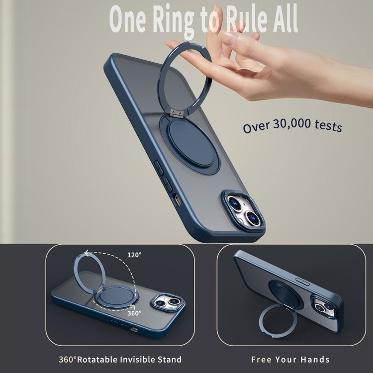 For iPhone 15 Plus 360-degree Rotating MagSafe Magnetic Holder Phone Case(Navy Blue) - iPhone 15 Plus Cases by buy2fix | Online Shopping UK | buy2fix