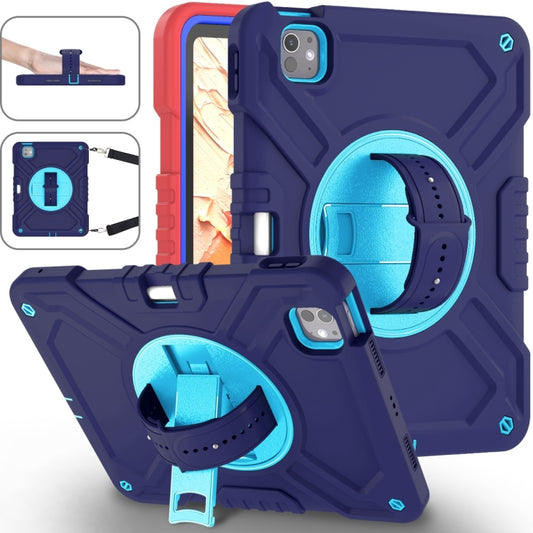 For iPad Pro 11 2024 X Rotation PC Hybrid Silicone Tablet Case with Strap(Navy Sky Blue) - iPad Pro 11 2024 Cases by buy2fix | Online Shopping UK | buy2fix