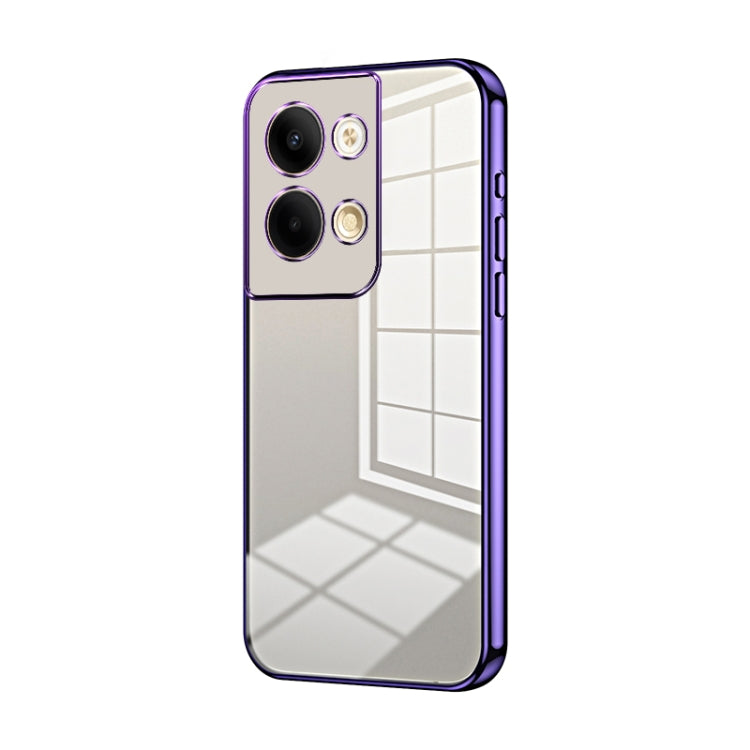 For OPPO Reno9 / Reno9 Pro Transparent Plating Fine Hole Phone Case(Purple) - OPPO Cases by buy2fix | Online Shopping UK | buy2fix