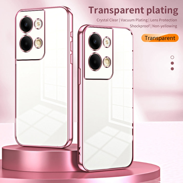 For OPPO Reno9 / Reno9 Pro Transparent Plating Fine Hole Phone Case(Transparent) - OPPO Cases by buy2fix | Online Shopping UK | buy2fix