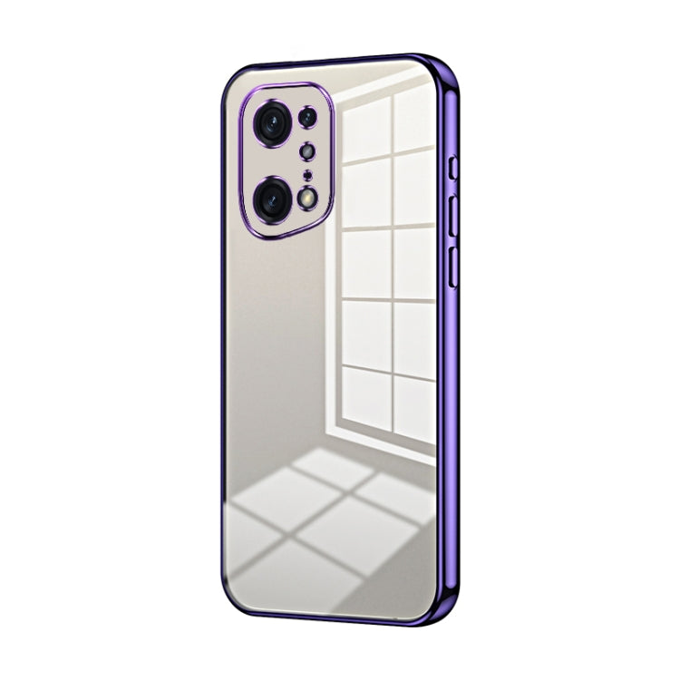 For OPPO Find X5 Pro Transparent Plating Fine Hole Phone Case(Purple) - OPPO Cases by buy2fix | Online Shopping UK | buy2fix