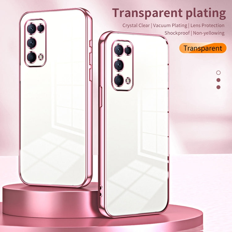 For OPPO Reno5 4G/5G / Reno5 K Transparent Plating Fine Hole Phone Case(Pink) - OPPO Cases by buy2fix | Online Shopping UK | buy2fix