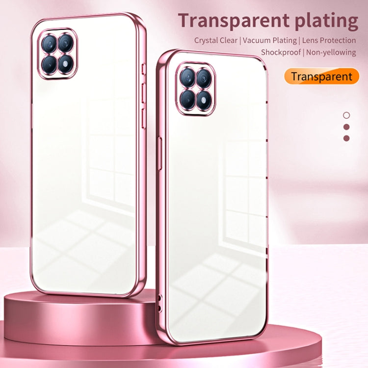 For OPPO Reno4 SE Transparent Plating Fine Hole Phone Case(Blue) - OPPO Cases by buy2fix | Online Shopping UK | buy2fix