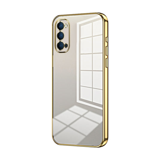 For OPPO Reno4 Transparent Plating Fine Hole Phone Case(Gold) - OPPO Cases by buy2fix | Online Shopping UK | buy2fix