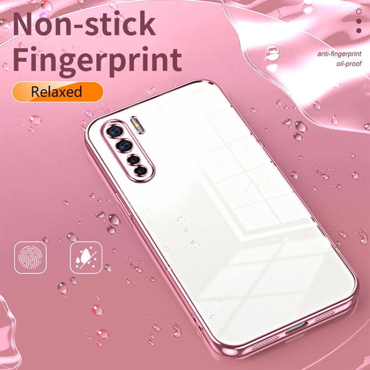 For OPPO Reno3 4G / F15 / A91 Transparent Plating Fine Hole Phone Case(Purple) - OPPO Cases by buy2fix | Online Shopping UK | buy2fix