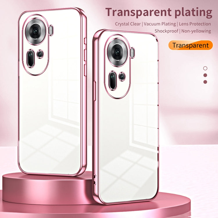 For OPPO Reno11 Global Transparent Plating Fine Hole Phone Case(Black) - Reno11 Cases by buy2fix | Online Shopping UK | buy2fix